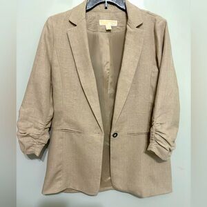 Michael Kors women’s linen blazer (tan) suit size 4 with scrunched sleeves